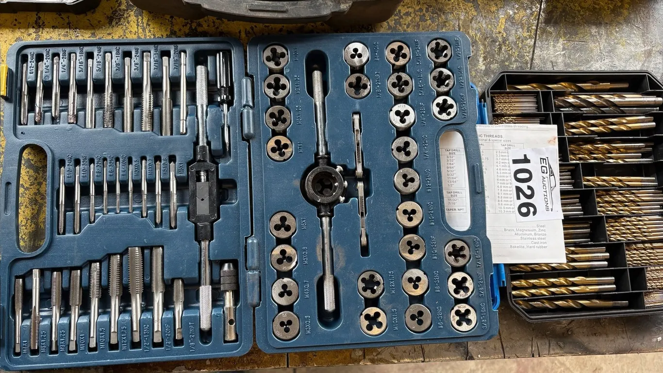 TAP & DIE SET & CASE OF DRILL BITS