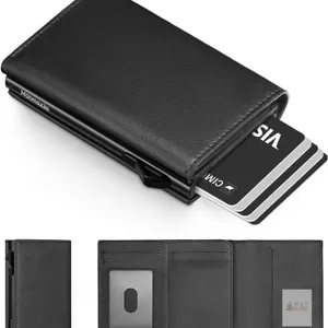Mens Wallet Card Holder - Slim Wallet for Men - Pop up Smart Card Case for 9-11 Card Capacity | 1 ID Window | Cash Slot - Front Pocket - RFID Blocking