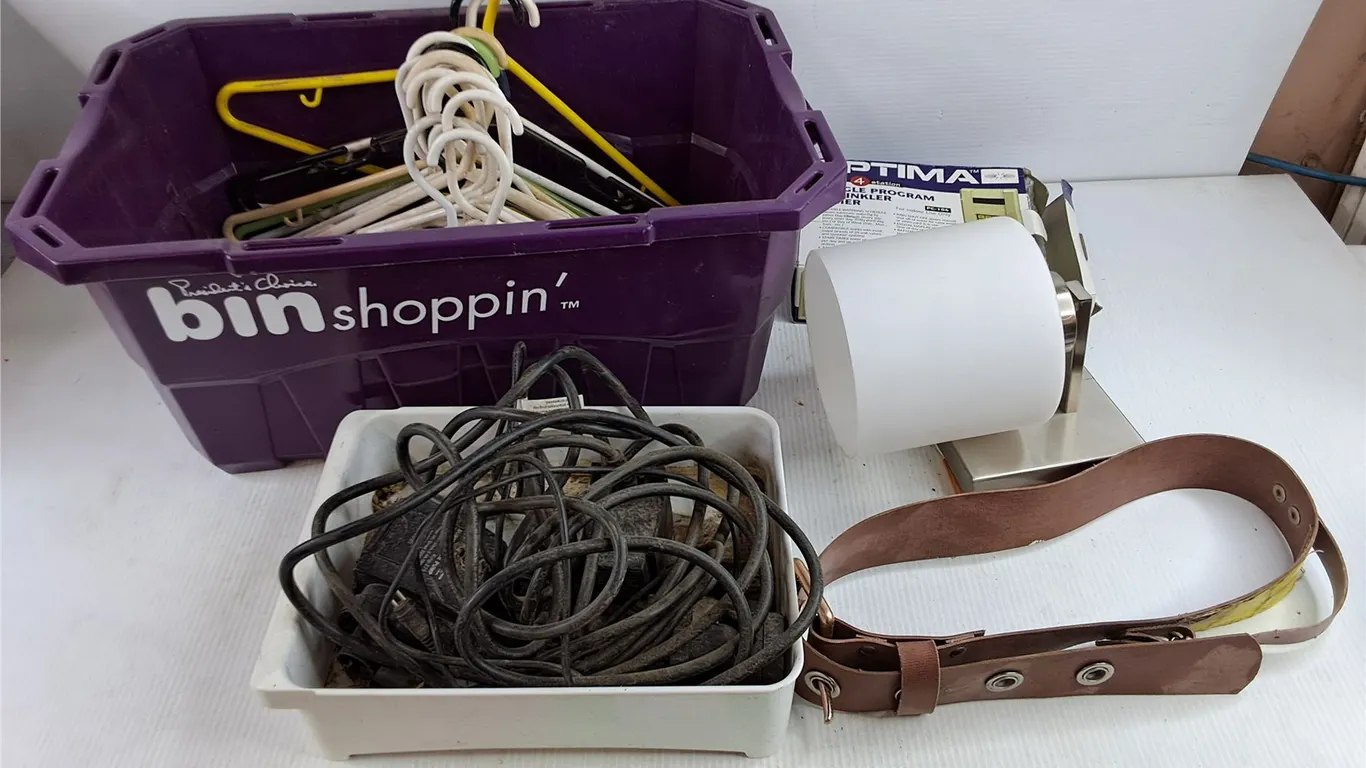 Submersible Pump, Light Fixture, Hangers, Single Program Sprinkler Timer, Belt, Store Basket