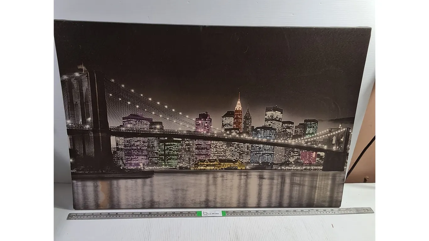 (1) Canvas wall Art Featuring New York City Brooklyn Bridge -35"x23", Pickup Only