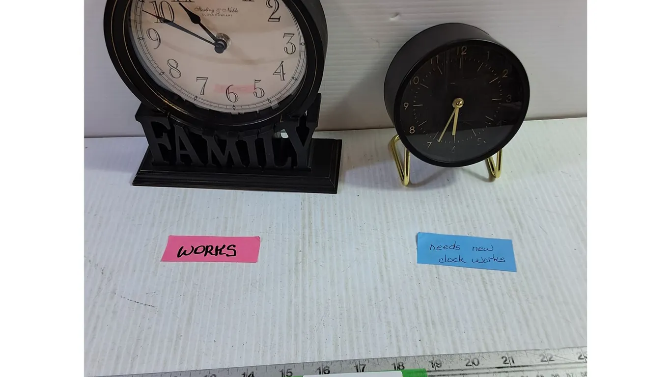 (2) Standing Clocks - (1) Works - (1) Needs New Clock Works - Biggest is 8"