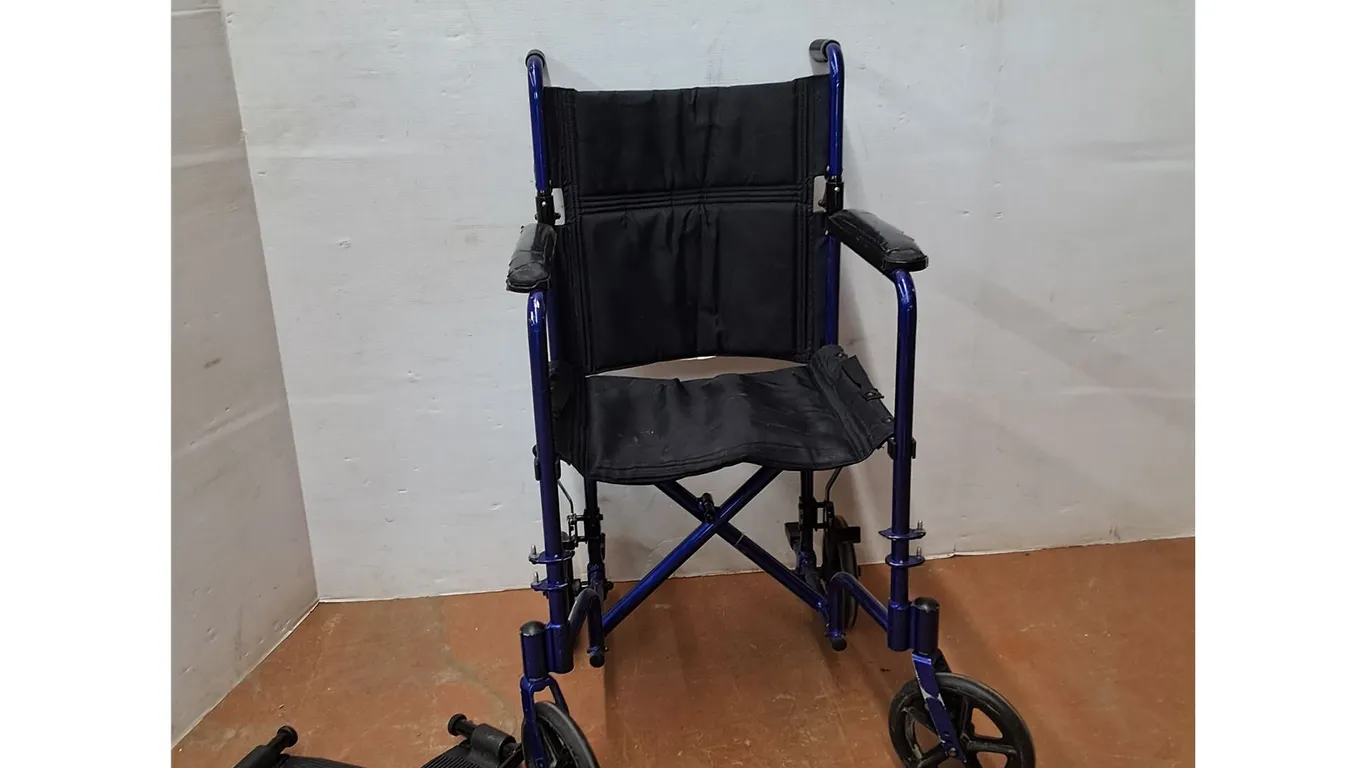 *Folding Aluminum Transport Wheelchair 18"x18"x38" ( as is, cannot ship)