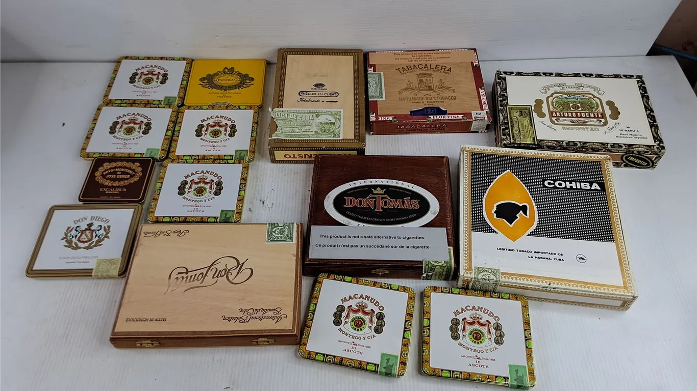 Assorted Cigar Boxes & Metal Cigarette Cases
