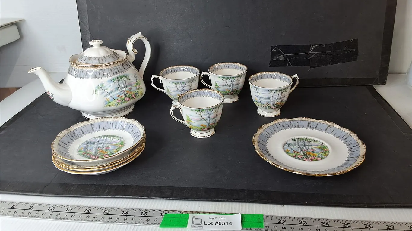 Royal Albert Silver Birch TeaPot Tea set Dish Set Bone China