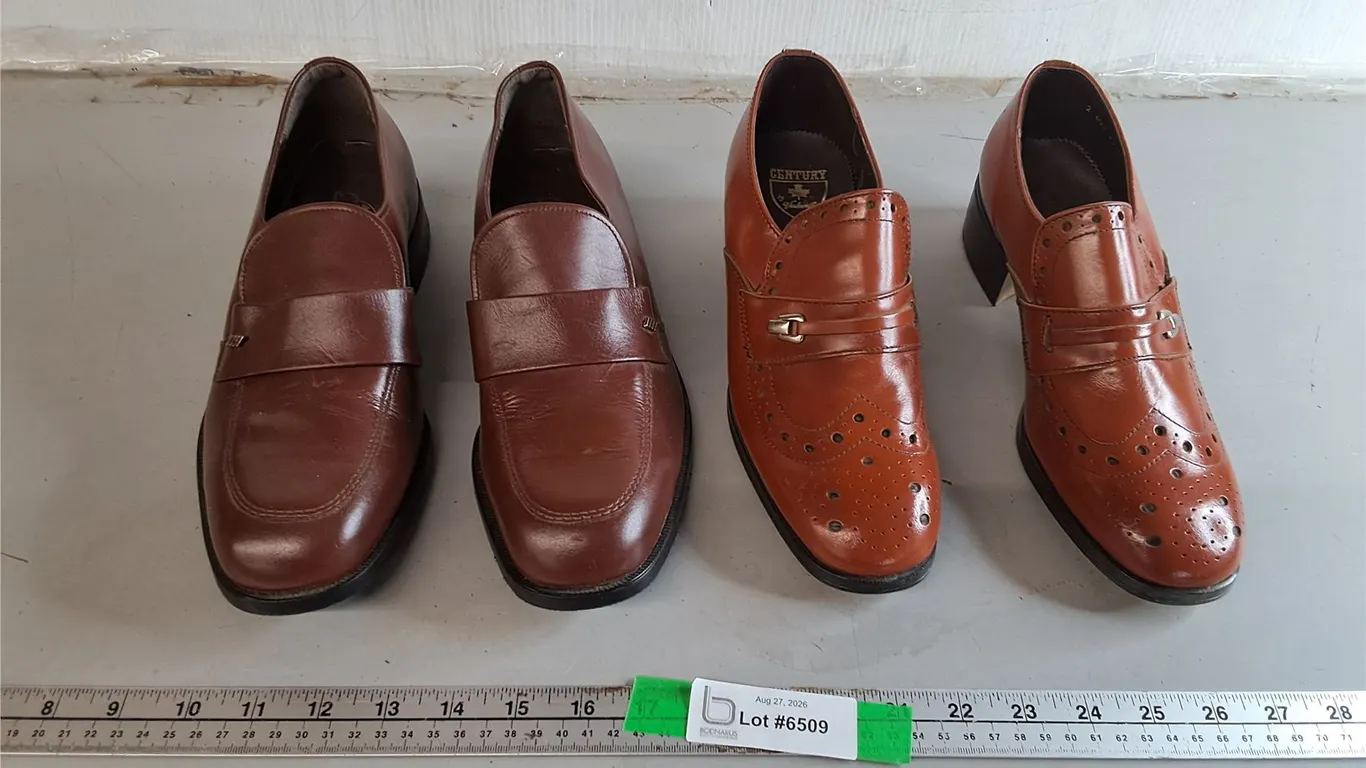 (2) Pairs of Men's Loafers- Approx. 7.5 & Mens Size 8 Leather Steel Toe Oil Nitrene Resistant Shoes