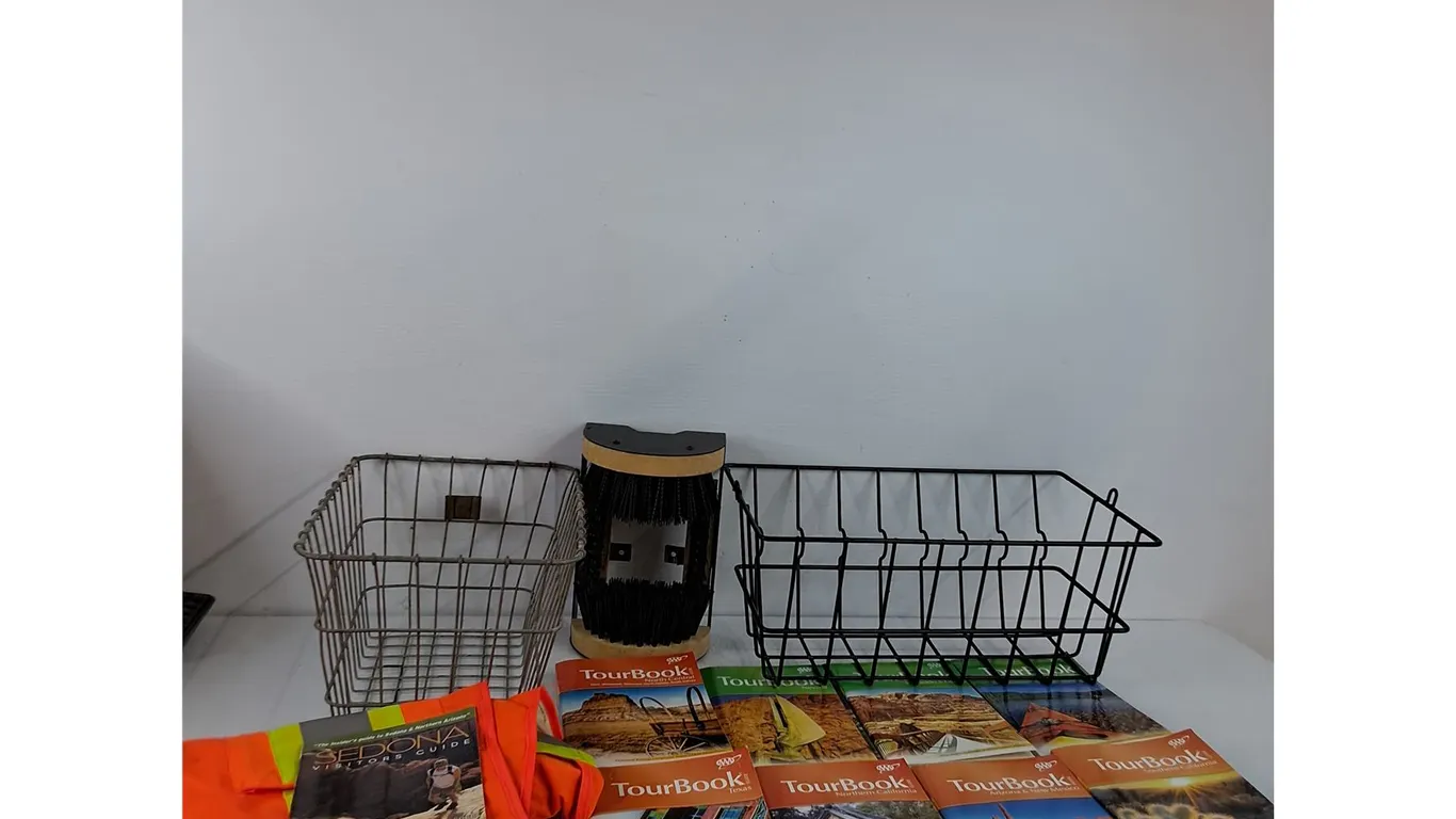 High Visibility Vest, Various Tour Books, Baskets,Misc