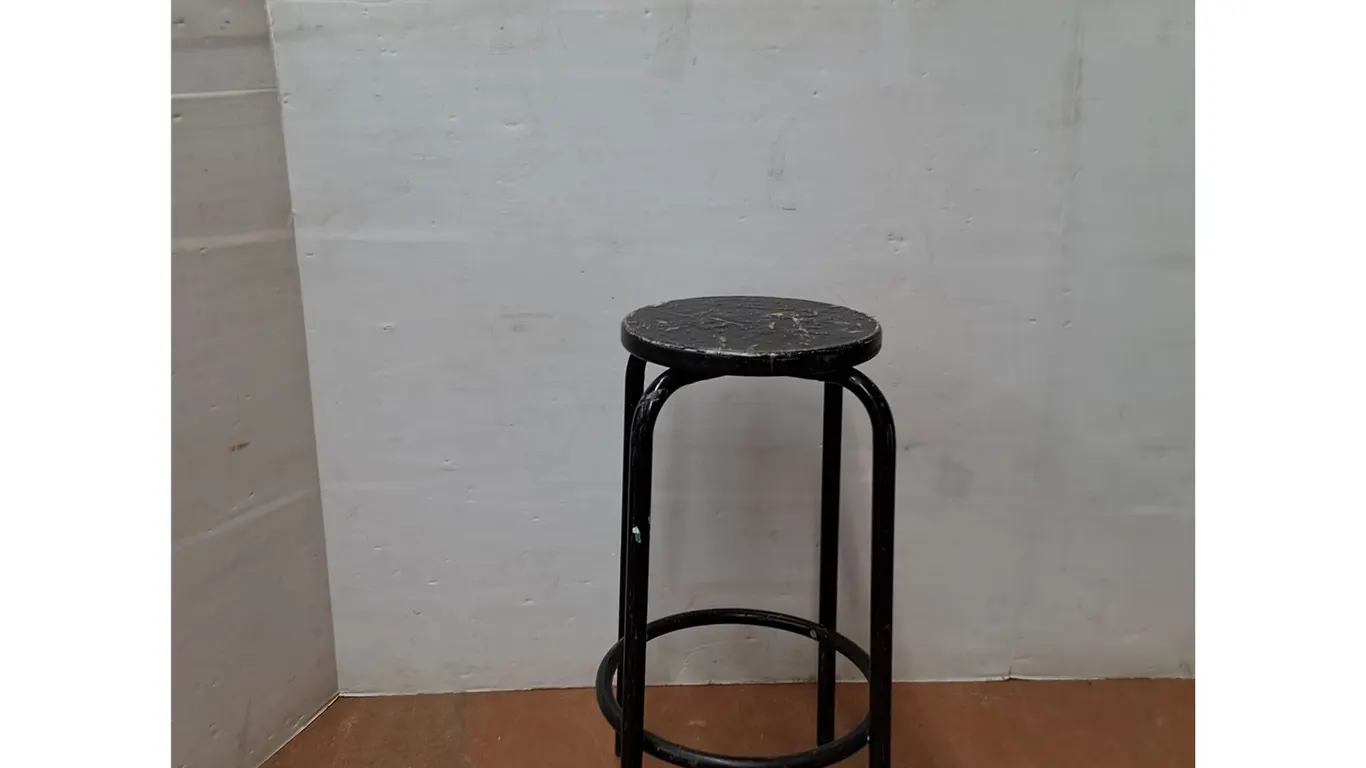 *Black Metal Tubular Frame Utility Stool 16.5"x31" ( as is, cannot ship)