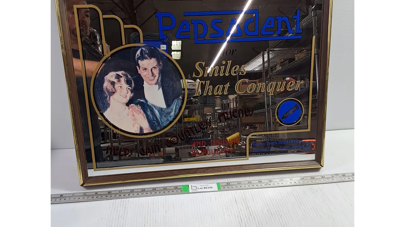 Vintage Pepsodent Wall Mirror Featuring classic Retro Dental Graphics-23"x18"
