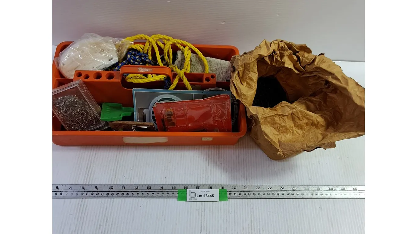 Tool Holder W/ Nails, Rope, Bungee, Mouse Trap, Misc