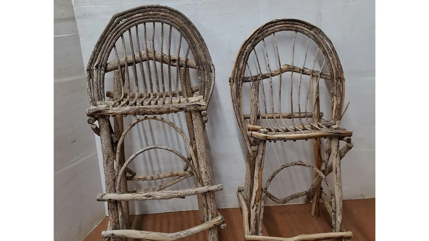 *Rustic Bentwood And Willow Twig Bar Stools Up To 18"x18"x45" ( as is, cannot ship)