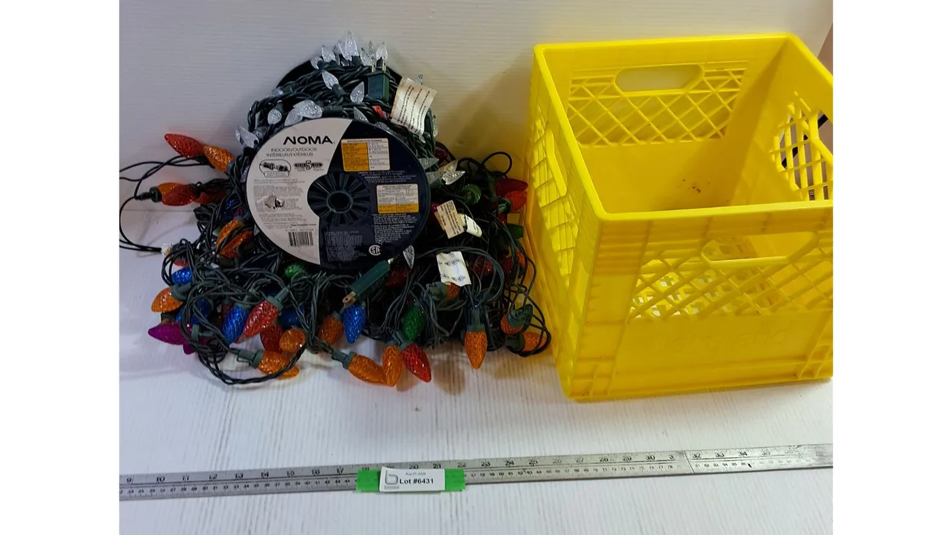 (3) Sets of Working Christmas Lights & Dairyland Crate, Pickup Only