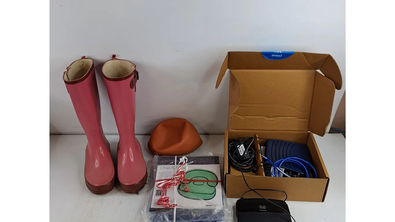 Rubber Boots - Size 7, Inflatable Chair, Football, Cisco & Motorola Routers - As Is