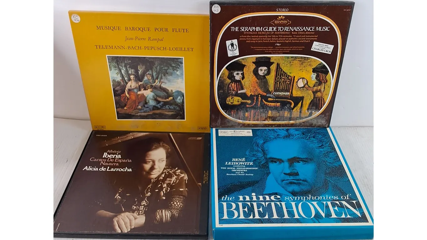 (4) Vinyl Records, Beethoven's Symphonies, Seraphim Renaissance Music, Alicia de Larrocha