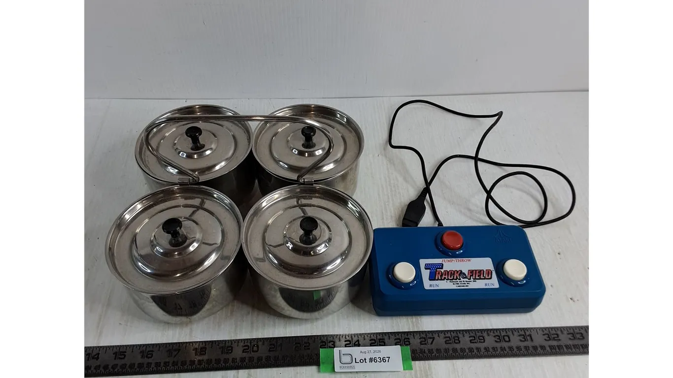 Lalit 4-Server Pot from India, Atari "Track & Field" Game Controller