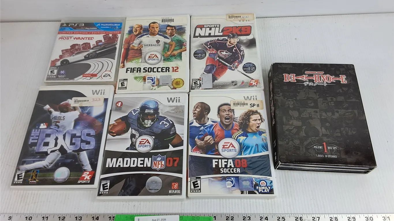 Assorted Wii & PS3 Gamesm- Need For Speed, Fifa Soccer 12, NHL 2K9, Death Note Valume 1 Box Set