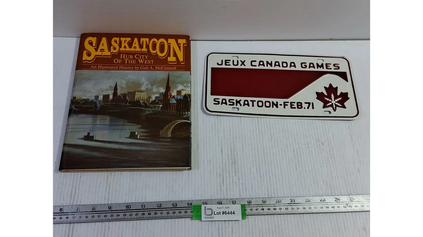 Vintage Canada Games License Plate & Saskatoon Book