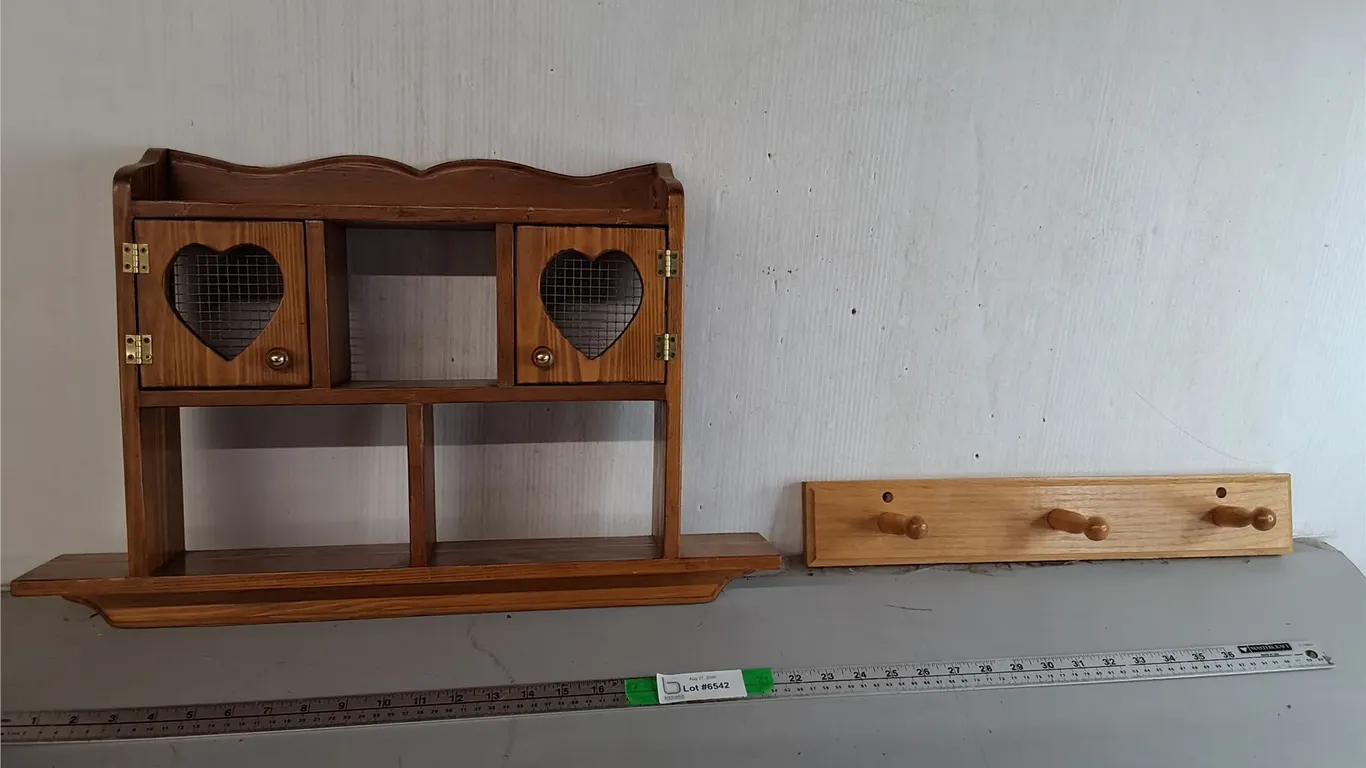 (2) Wooden Wall Hangers/Shelf Up to 21" x 3.5" x 14"- Can't Ship