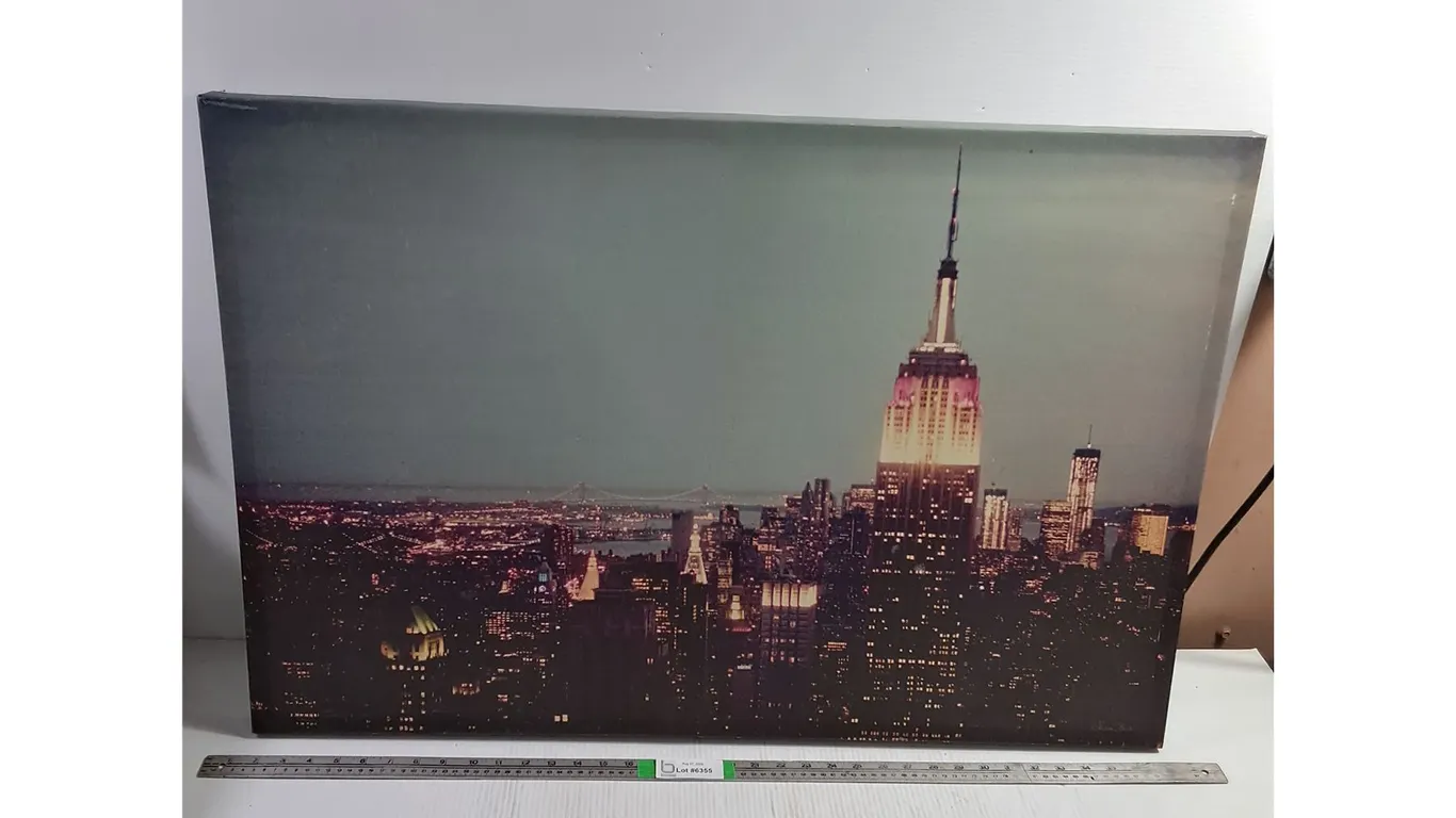 Canvas Wall Art Featuring Aerial View of New York City Skyline-36"x24", Pickup Only