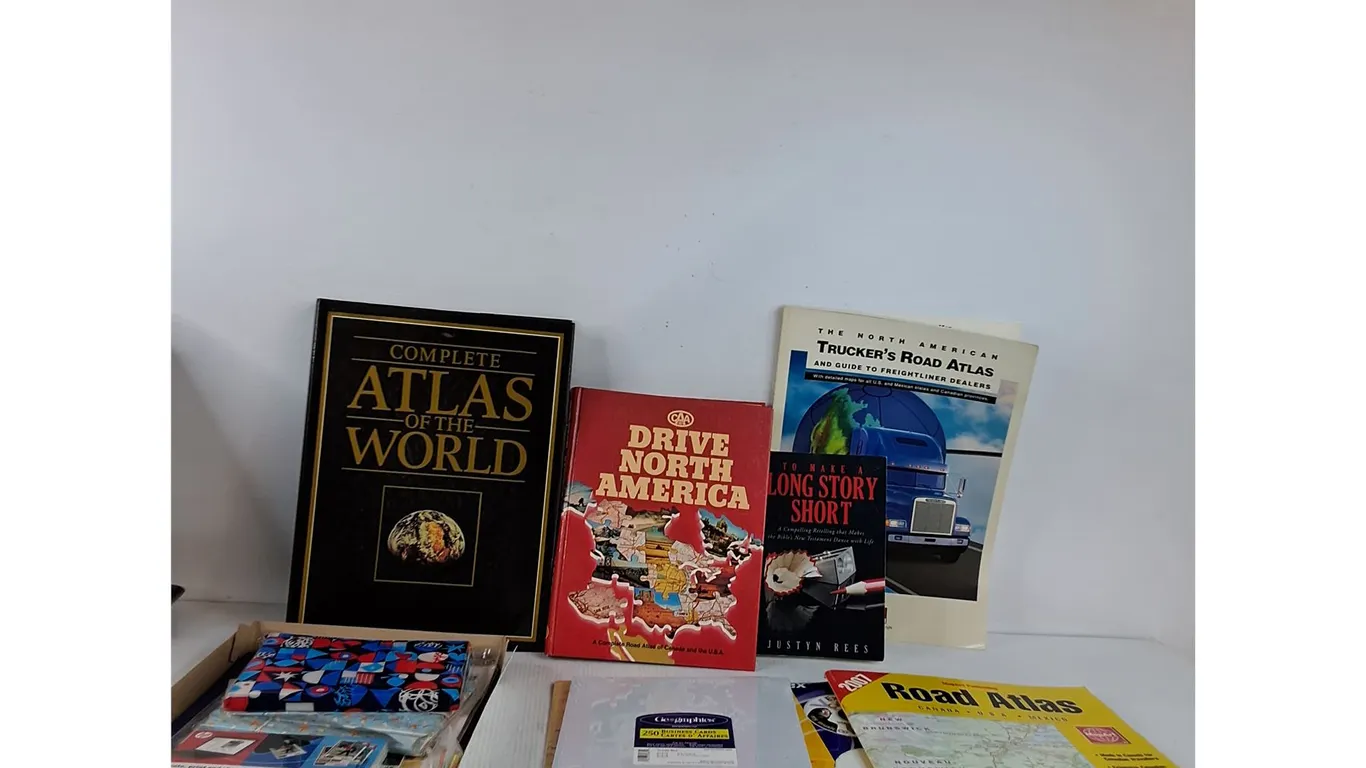 Various Atlas's, Blank Busines Cards, Letterhead Papers, Misc