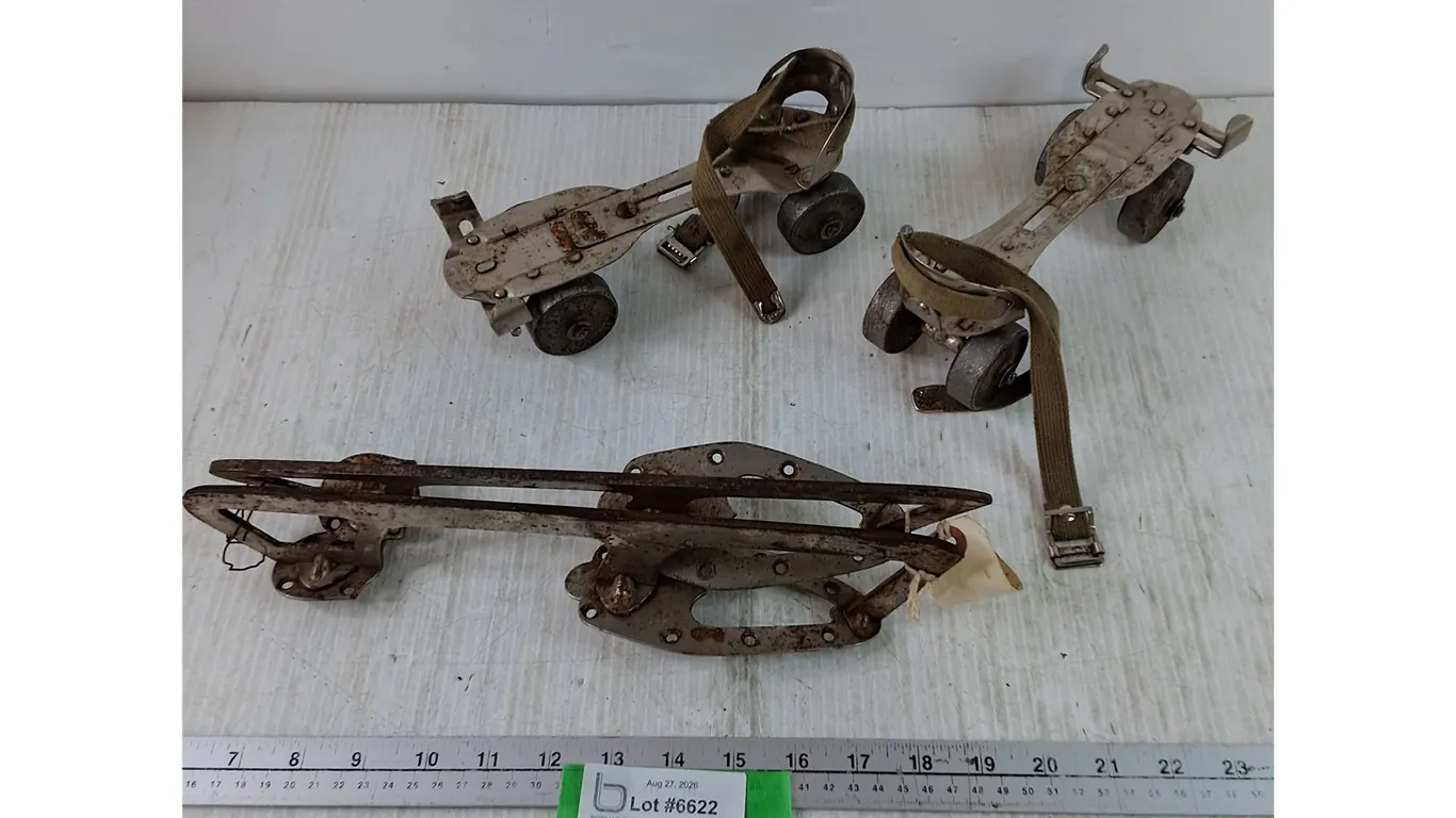Pair of Hockey Skates Size 11 and Adjustable Roller Skates Attachments