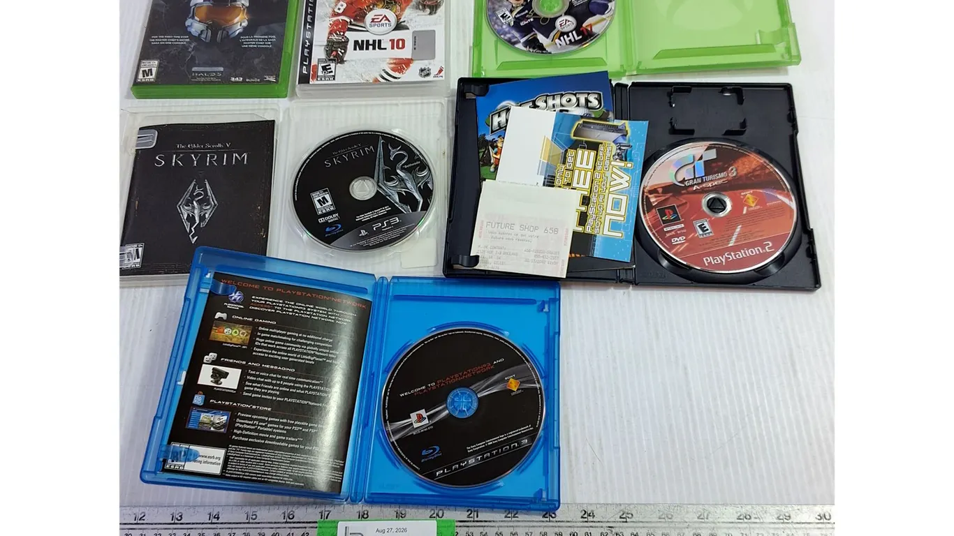 (6) Xbox One & PlayStation 2,3 Games - Skyrim, Halo, NHL 17