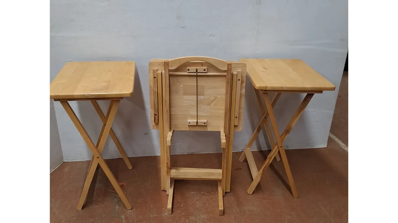 *Four Collapsible Side Tables With An Upright Storage Rack 15"x19"x27" ( as is, cannot ship)