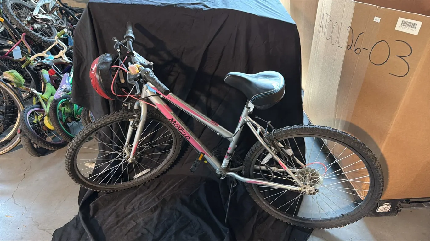 MOVELO ALGONQUIN 26 SILVER/PINK 18 GEAR TRAIL RATED BICYCLE