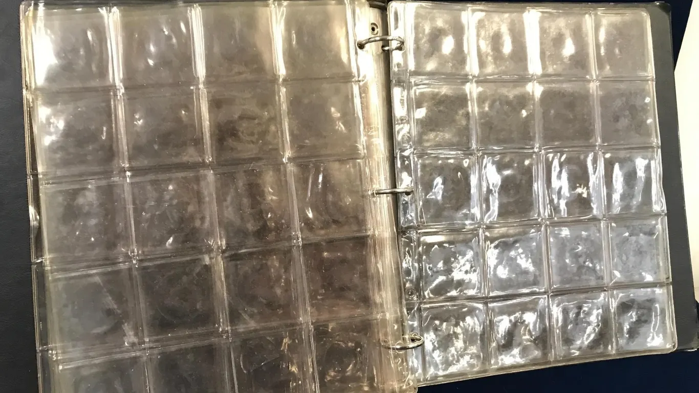 6 Empty coin pages in a binder