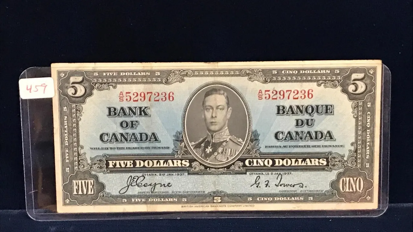 1937 Bank of Canada $5 Bank Note