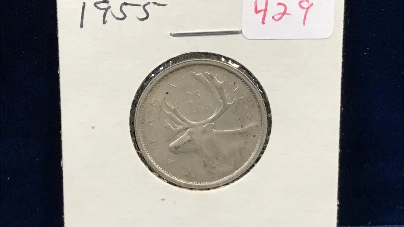 1955 Canadian Silver 25 Cent Piece