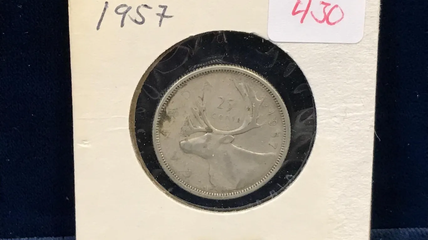 1957 Canadian Silver 25 Cent Piece