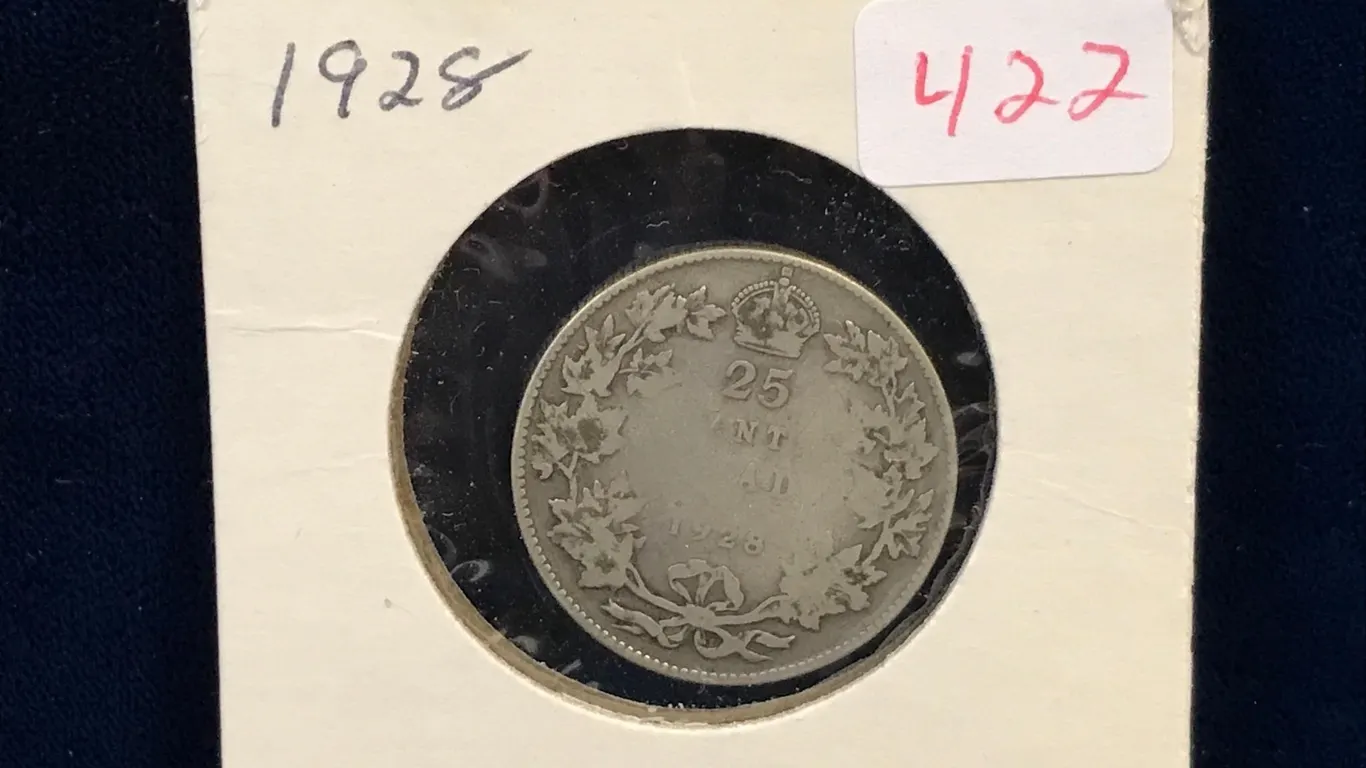 1928 Canadian Silver 25 Cent Piece