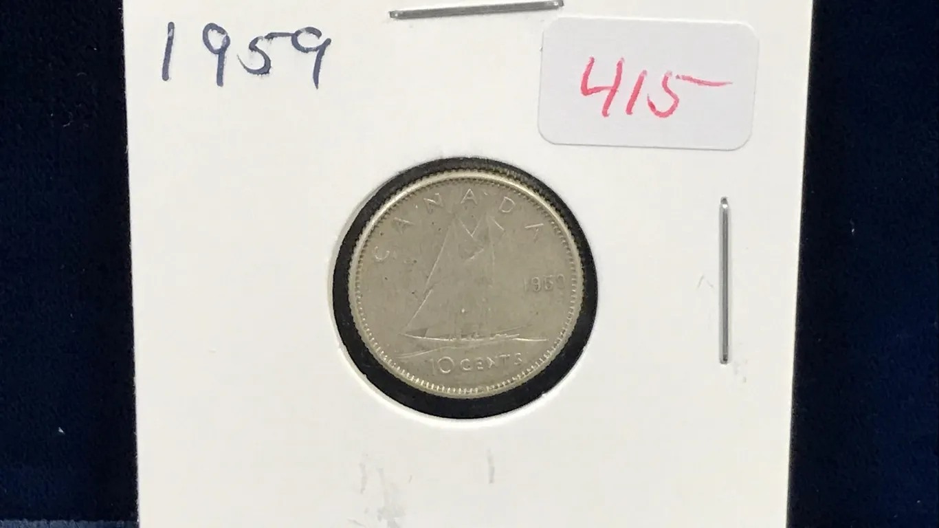 1959 Canadian Silver 10 Cent Piece