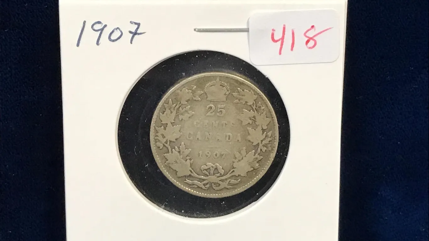 1907 Canadian Silver 25 Cent Piece
