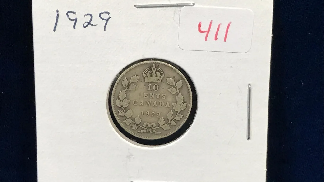 1929 Canadian Silver 10 Cent Piece