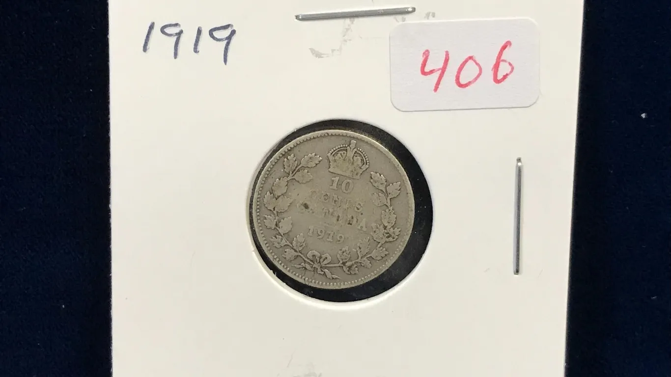 1919 Canadian Silver 10 Cent Piece