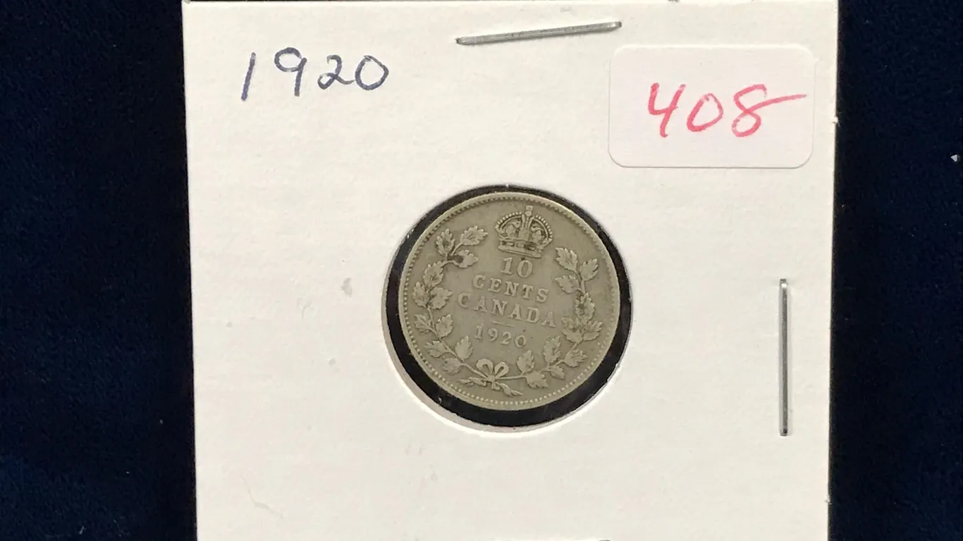 1920 Canadian Silver 10 Cent Piece