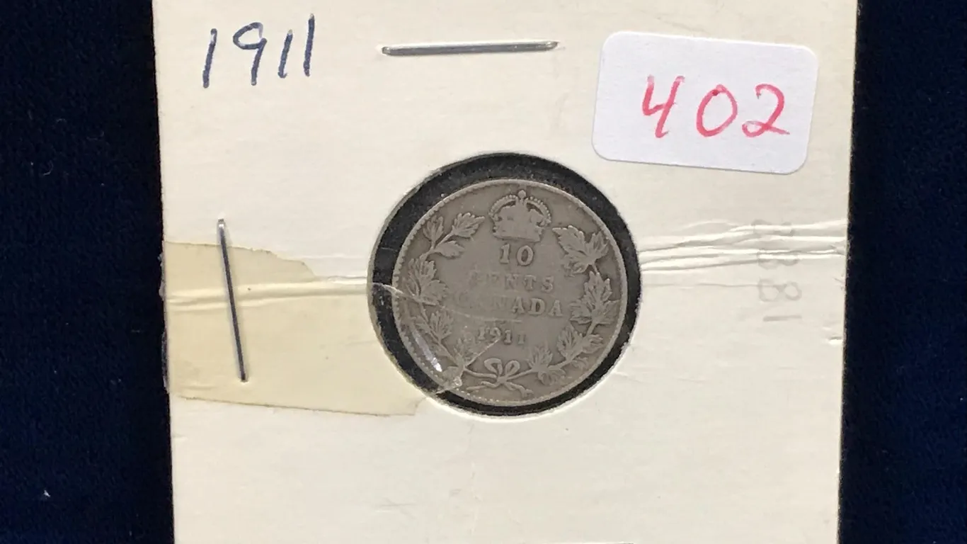 1911 Canadian Silver 10 Cent Piece