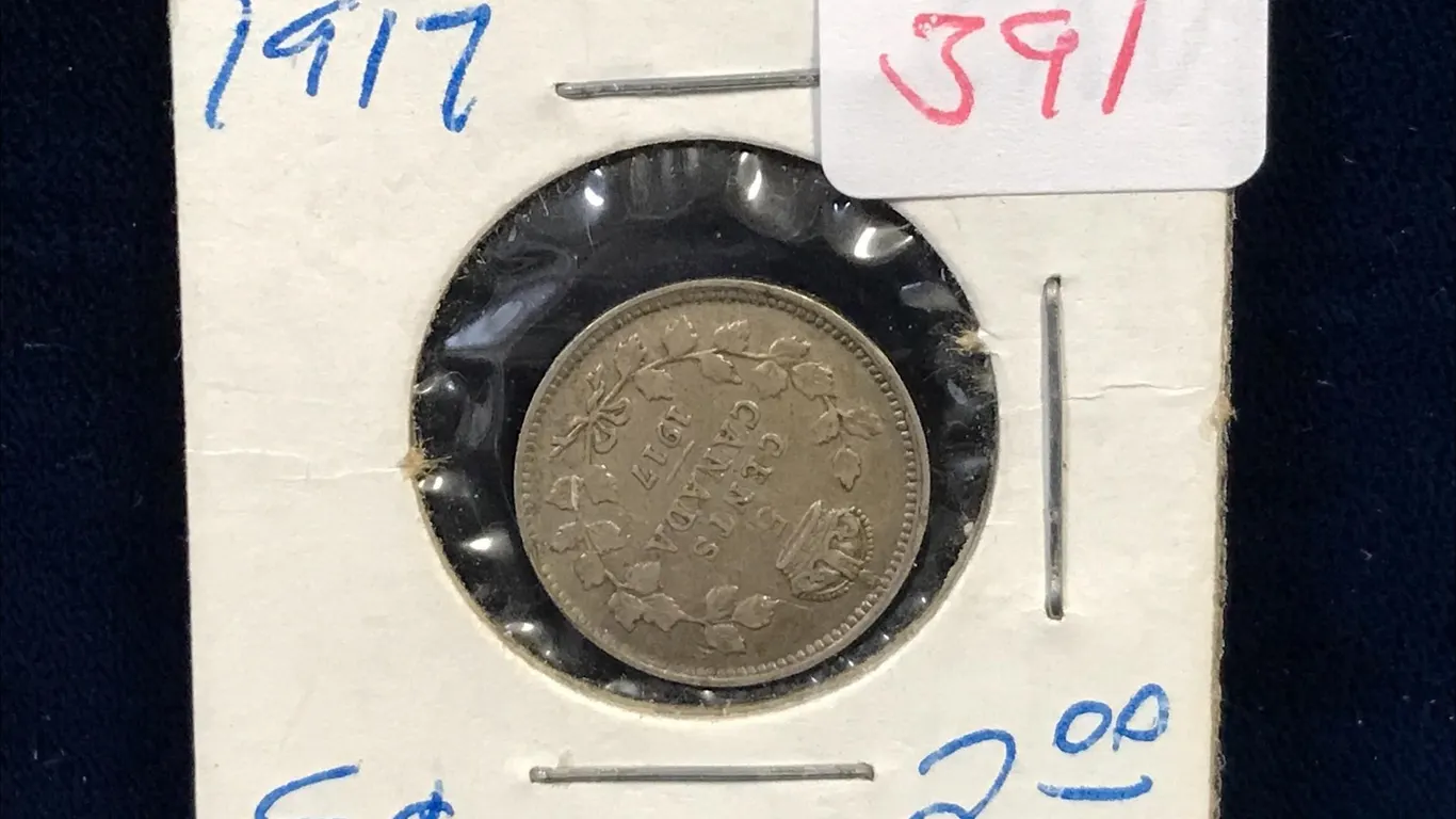 1917 Canadian Silver 5 Cent Piece