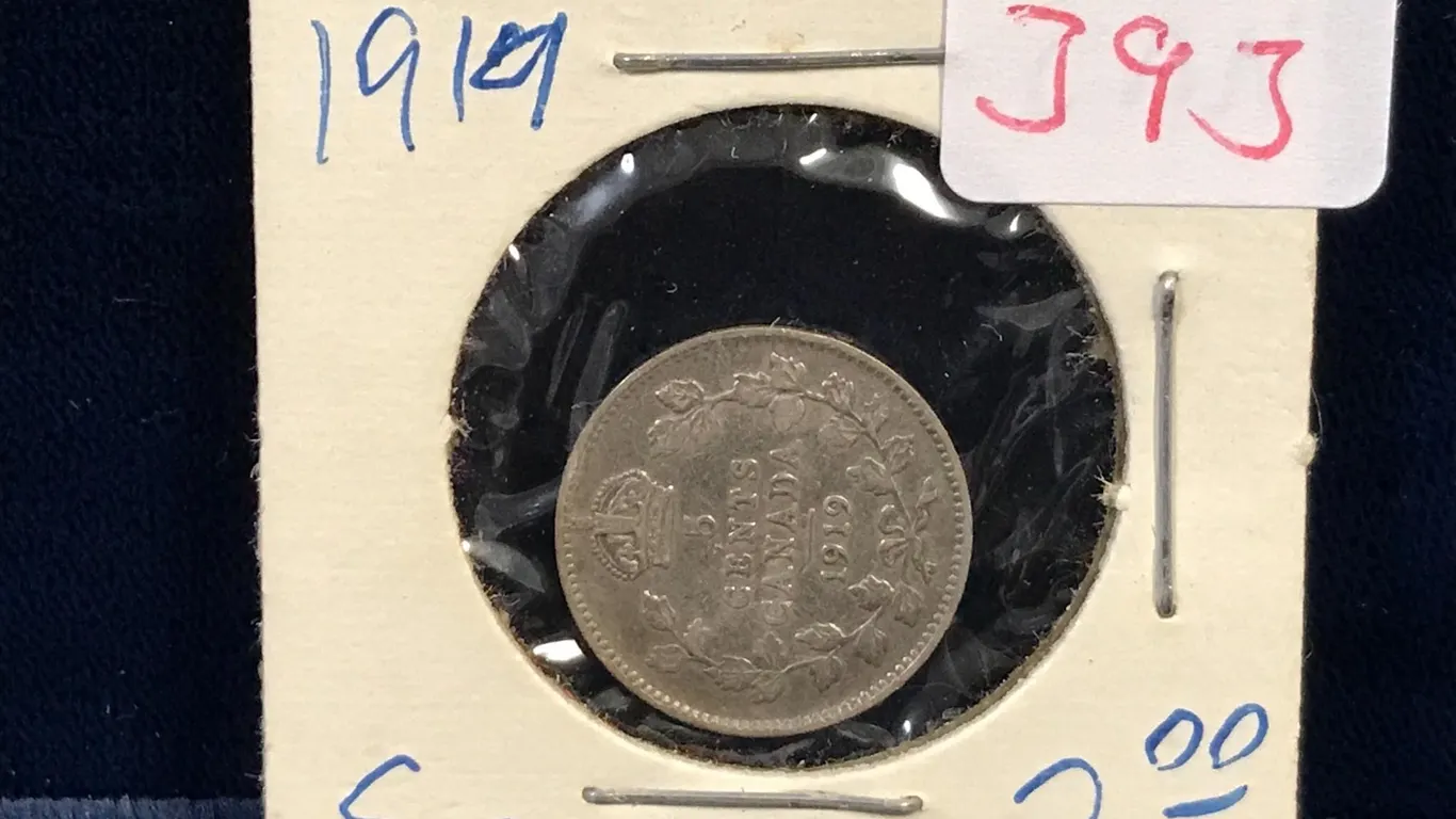 1919 Canadian Silver 5 Cent Piece