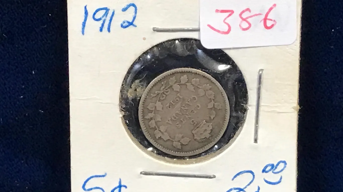 1912 Canadian Silver 5 Cent Piece