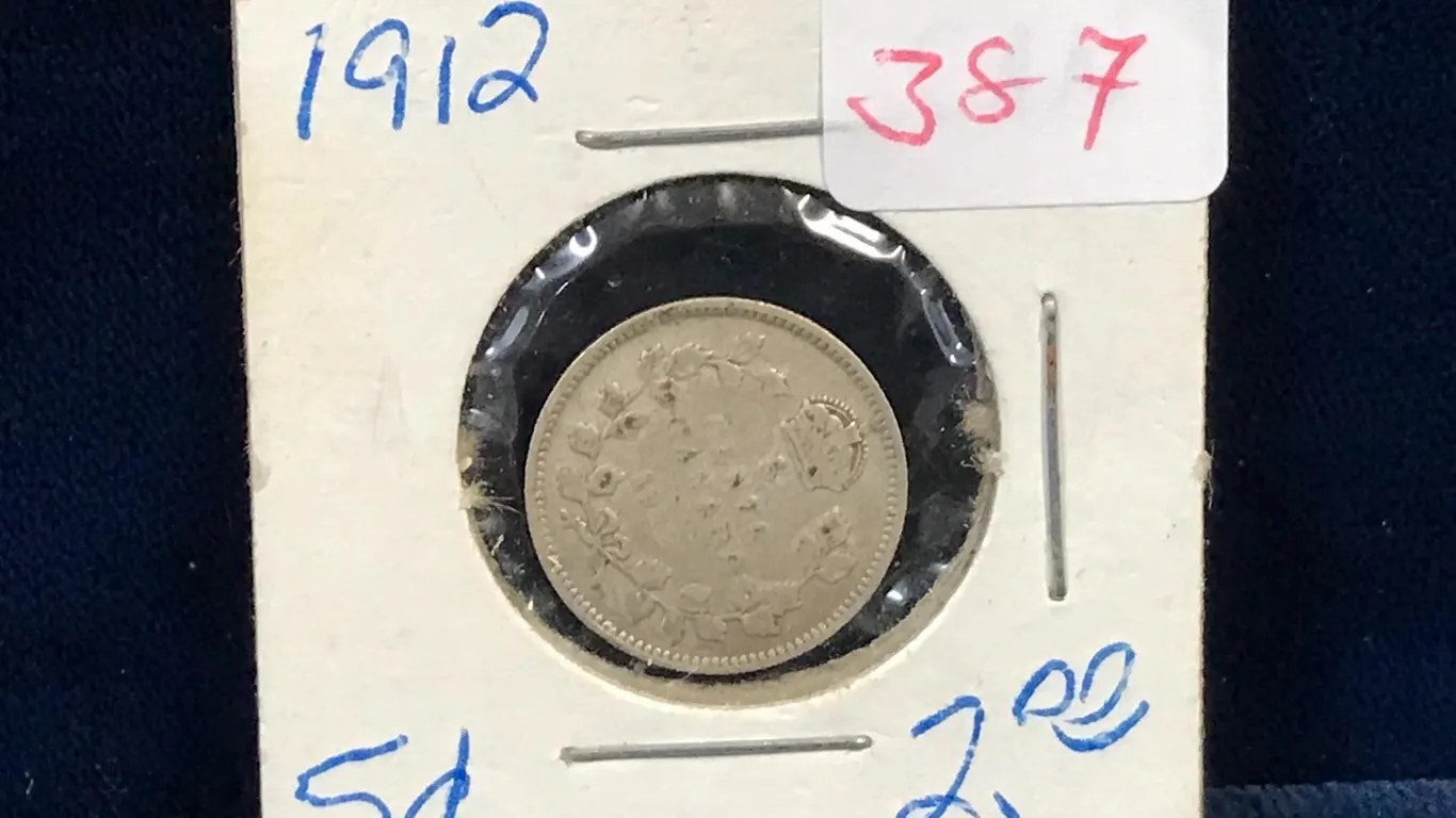 1912 Canadian Silver 5 Cent Piece