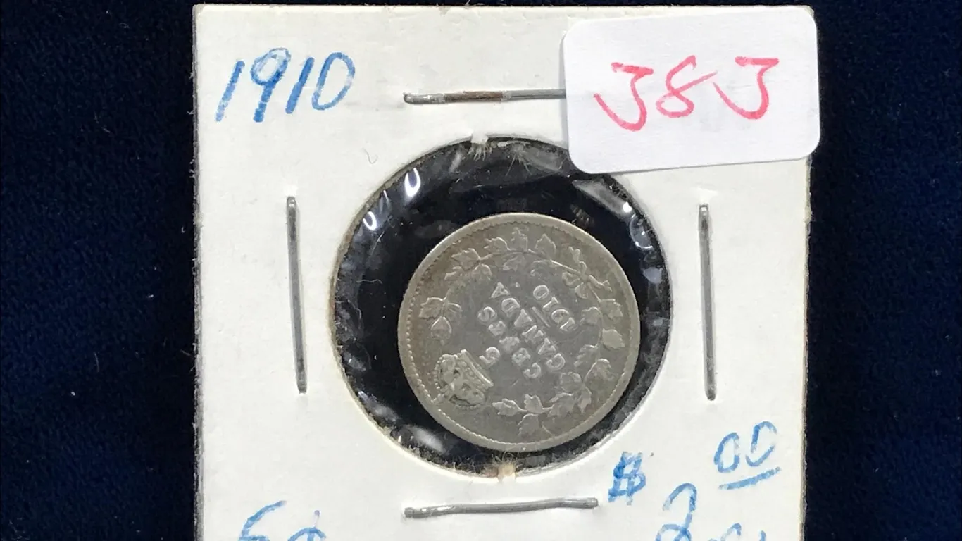 1910 Canadian Silver 5 Cent Piece