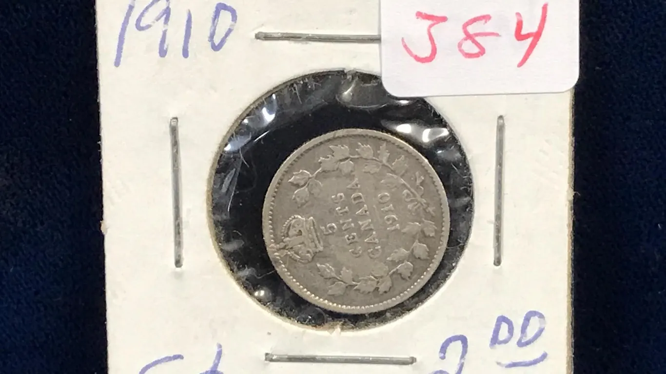 1910 Canadian Silver 5 Cent Piece