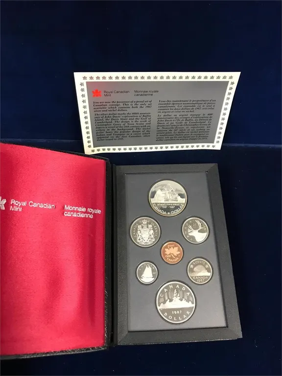 1987 Double Dollar Unc. Coin Set, 1 Silver Dollar