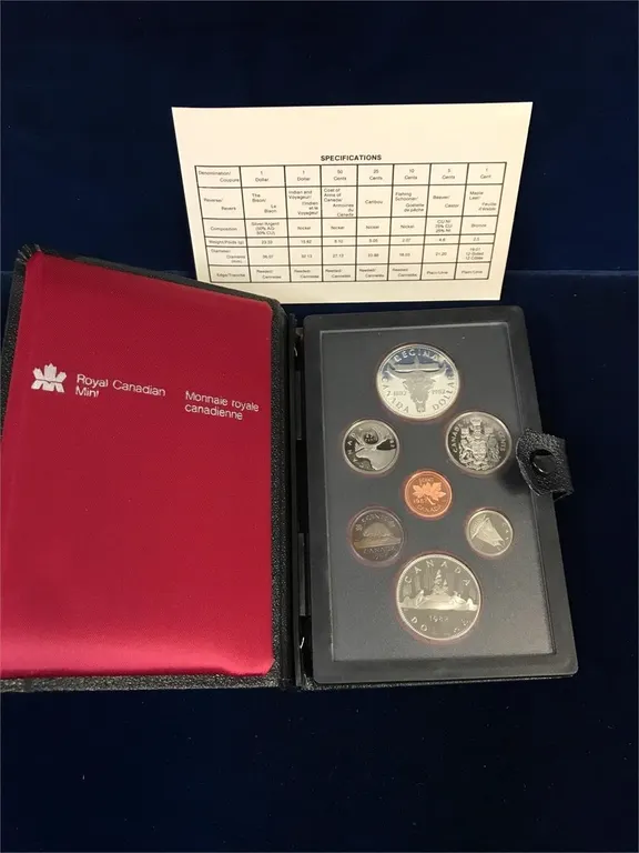 1982 Double Dollar Unc. Coin Set, 1 Silver Dollar