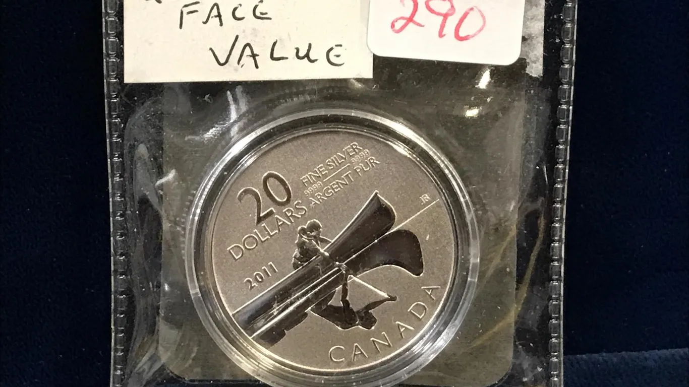 2011 Canoe $20 Coin .9999 Silver