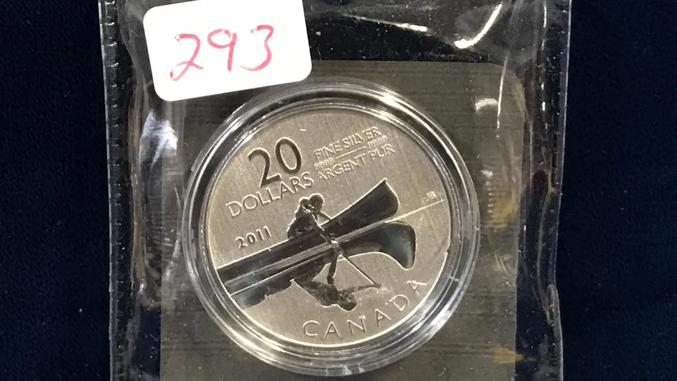 2011 Canoe $20 Coin .9999 Silver