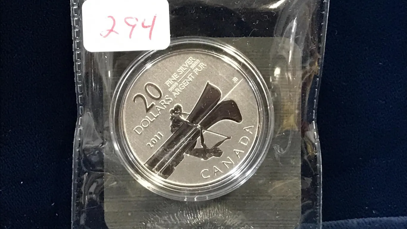 2011 Canoe $20 Coin .9999 Silver