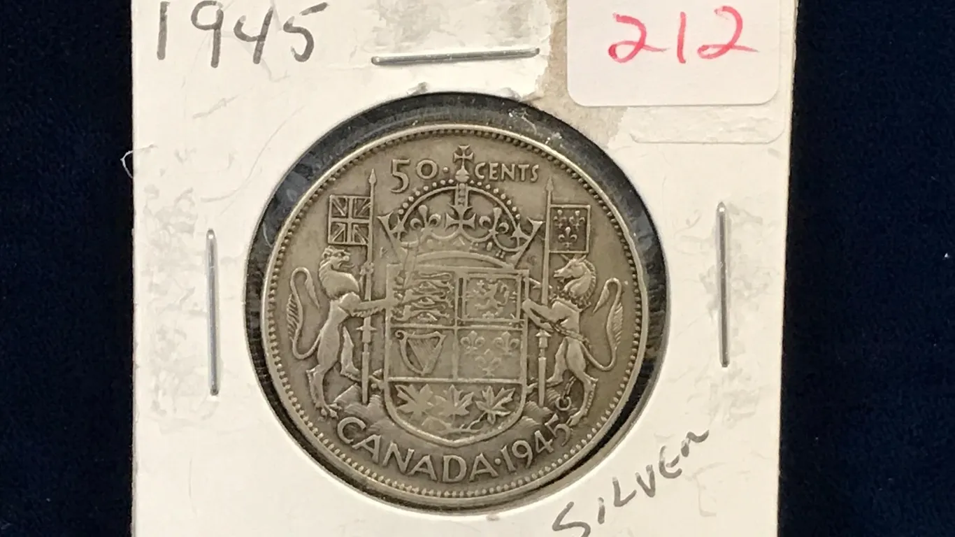 1945 Canadian Silver 50 Cent Piece